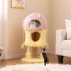 Cartoon Shape Themed Cat Tower with Soft Long Plush Decor - Pink & Yellow - Pet entertainment