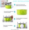 Removable Hanging Food Stainless Steel Water Bowl Cage Bowl for Dogs Cats Birds Small Animals - green