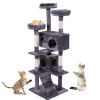 Cat Tree Cat Tower with Scratching Ball, Plush Cushion, Ladder and Condos for Indoor Cats, Gray - as Pic