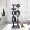 Cat Tree Cat Tower with Scratching Ball, Plush Cushion, Ladder and Condos for Indoor Cats, Gray - as Pic
