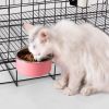 Removable Hanging Food Stainless Steel Water Bowl Cage Bowl for Dogs Cats Birds Small Animals - pink