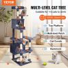 VEVOR Cat Tree 72" Cat Tower with 2 Cat Condos Sisal Scratching Post Dark Grey - Default