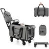 1PC Outdoor Rolling Cat Carrier with Litter Bag and Dual-use Pads - Gray