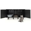 2-Door Cat Litter Box Enclosure with Winding Entry and Scratching Board - Black
