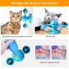 Windmill Cat Toy Turntable Interactive Teasing Pet Toy Wall Mount Turning Tickle Scratch Hair Brush Cat Toy with Catnip Light Ball - Blue