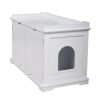 Cat Washroom Bench, Wood Litter Box Cover with Spacious Inner, Ventilated Holes, Removable Partition, Easy Access, White XH - White