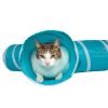 Pet Life Interactive Cat Tunnel – 3-Way Collapsible Kitty Passage- Blue/White