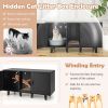 2-Door Cat Litter Box Enclosure with Winding Entry and Scratching Board - Black
