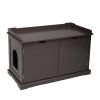 Cat Washroom Bench, Wood Litter Box Cover with Spacious Inner, Ventilated Holes, Removable Partition, Easy Access,Chocolate Brown - Chocolate
