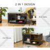 Wooden Cat Crate, Furniture Style Dog Cage, Puppy Kennel Indoor, End Table Pet House with Cushion and Sliding Doors, Rustic Brown - Rustic Brown