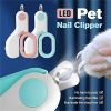 Pet Dog Cat Nail Clippers; Dog Nail Trimmers With LED Lights; Professional Beauty Care Tools - Blue