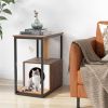 Cat Furniture Coffee Table Cat House with Scratching Post - Rustic Brown - Cat House