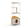 Corner Cat Tower, Cat Tree with Scratching Post, Cat Condo with Feeding Station and Climbing Platforms, Pet Furniture for Indoor Cats - as Pic
