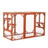 Wooden Cat House;  Outdoor Cat Cage with Water-proof Asphalt Planks and Cat Perches;  Orange - Orange