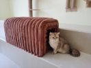 Ottoman Storage Bench Pet Supplies Corduroy Bench Cat's nest to hide For the Living Room, Entryway and Bedroom, Brown - as Pic