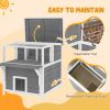 2-Story Wooden Cat House Outdoor with Balcony, Openable Top, Escape Door, Removable Panel & Floor, for Backyard, Outside - Light Gray