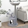 42 Inch Cat Tower with Curved Metal Supporting Frame for Large and Small Cats - Gray - Wood