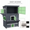 Cat House, Outdoor 3-Tier Kitty Shelter, Weather Resistant, w/ Escape Door - Dark Gray