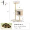 Cat Tree, 3 Level Cat Tower with Scratching Posts, Bed, Condo, Badminton Toys, for Multiple Kittens - Natural