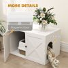 Cat Litter Box Enclosure with Barn Door, Cat Hole, 31.5" x 21" x 20", White - White
