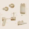 4pc Corner Design Cat Wall Shelf with Scratching Post, Scratching Board, Perches, Cat Wands & Toy Ball, Beige - Beige