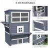 Cat House, Outdoor 3-Tier Kitty Shelter, Weather Resistant, w/ Escape Door - Dark Gray