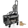 1PC Outdoor Rolling Cat Carrier with Litter Bag and Dual-use Pads - Gray