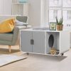 Cat Litter Box Enclosure Furniture with Removable Mat - Gray