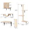 5 Pcs Wall Mounted Cat Climber Set;  Floating Cat Shelves and Perches;  Cat Activity Tree with Scratching Posts;  Modern Cat Furniture - Beige