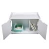Cat Washroom Bench, Wood Litter Box Cover with Spacious Inner, Ventilated Holes, Removable Partition, Easy Access, White XH - White