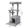 Double Level Cat Tree Stand House Furniture Kittens Activity Tower Posts Kitty Pet Play House - light gray - as Pic