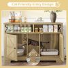 GO Cat Litter Box Enclosure for 2 Cats, Double Hidden Litter Box Furniture Cat Washroom, Farmhouse Indoor Cat House End Table, Brown - as Pic
