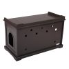 Cat Washroom Bench, Wood Litter Box Cover with Spacious Inner, Ventilated Holes, Removable Partition, Easy Access,Chocolate Brown - Chocolate