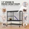 VEVOR 39" Metal Small Animal Cage 2-Tier Rolling Ferret Cage with Tray A Ramp - Default