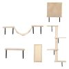 5 Pcs Wall Mounted Cat Climber Set;  Floating Cat Shelves and Perches;  Cat Activity Tree with Scratching Posts;  Modern Cat Furniture - Beige