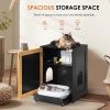 Pull-Out Cat Litter Box Enclosure & End Table Cabinet with Sisal Scratching Door - Light Oak