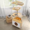Corner Cat Tower, Cat Tree with Scratching Post, Cat Condo with Feeding Station and Climbing Platforms, Pet Furniture for Indoor Cats - as Pic