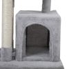 Double Level Cat Tree Stand House Furniture Kittens Activity Tower Posts Kitty Pet Play House; XH - light gray
