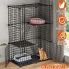 3 Tier Cat Playpen Cage Metal Indoor Cat House Detachable Kitten House with 3 Doors 2 Ladders Large Cat Exercise Place for 1-2 Cats Black - AS PIC