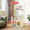 49 Inch Tall Multi-Level Aesthetic Floral Kitten Tower with Flower-Shaped Plush Padded Perch - Multicolor