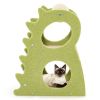 2-Tier Modern Cat Tree for Indoor Cats with Rotatable Sisal Scratching Ball - Green