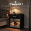 Vintage Small Storage Cabinet with Led Light and Pet Bed, Hidden Cat Litter Box with Drawer and Semi-Open Space - as Pic