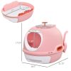 PawHut Covered Litter Box, Litter Box with a Lid, Scoop Enclosed Drawer & Skylight for Cats That's Easy to Clean, Pink - as Pic