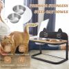 Elevated Pet Feeder with 2 Stainless Steel Bowls for Cats and Small and Medium Dogs - as show