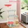 49 Inch Tall Multi-Level Aesthetic Floral Kitten Tower with Flower-Shaped Plush Padded Perch - Multicolor