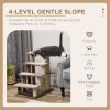 4 Levels Cat Steps with Scratching Posts for High Bed, Sofa, Brown - Brown