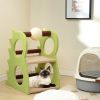 2-Tier Modern Cat Tree for Indoor Cats with Rotatable Sisal Scratching Ball - Green