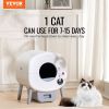 VEVOR 75L Self Cleaning Cat Litter Box with Odor Removal APP Control Sensor Gray - 76L