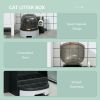 Cat Litter Box Easy to Clean Open with Scoop, Gray - Gray
