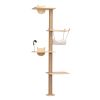 Wall-Mounted Cat Scratching Pad for Small to Large Cat, Indoor Wood Cat Tree with Hammock, Cat Scratcher Perch - Burlywood